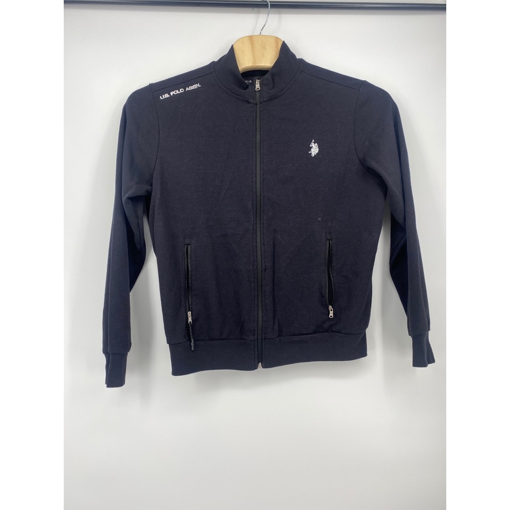 U.S. Polo Assn Full Zip Track Jacket Mens Large Black Mock Neck Athletic Active